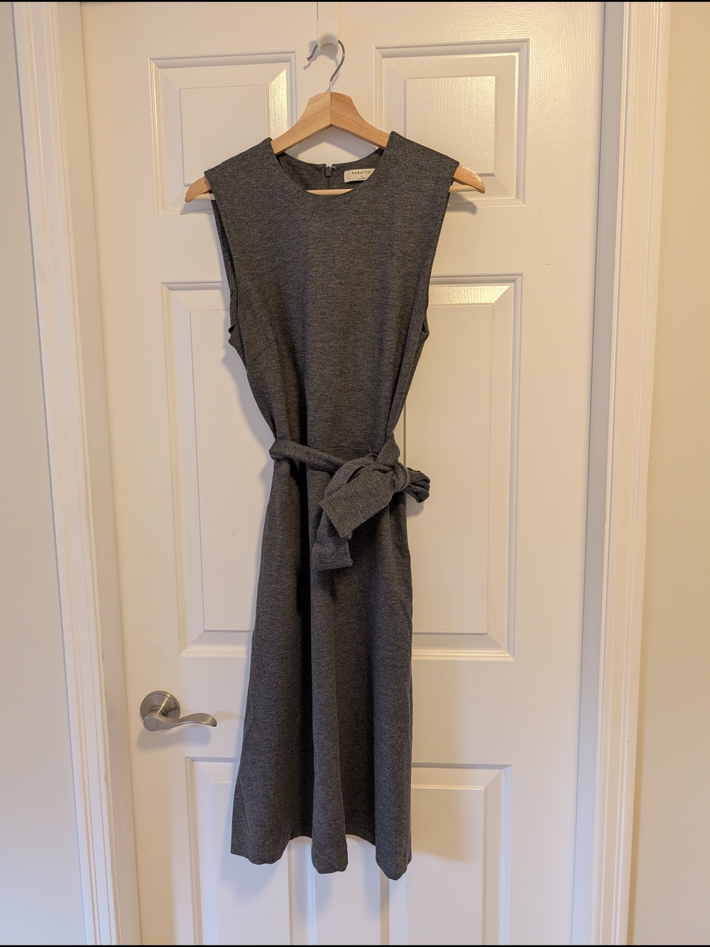 Babaton (8) Charcoal Gray Tie-Waist Midi Dress